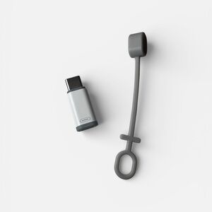 iPhone Lightning Port to USB-C Gray Adapter with Strap Photo & Data Transfer NWT